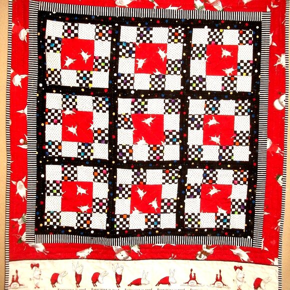 1 of a Kind Handmade Cotton Quilt-Throw-Wall-Hanging of Olivia the Pig! 30"X34" - Picture 1 of 5